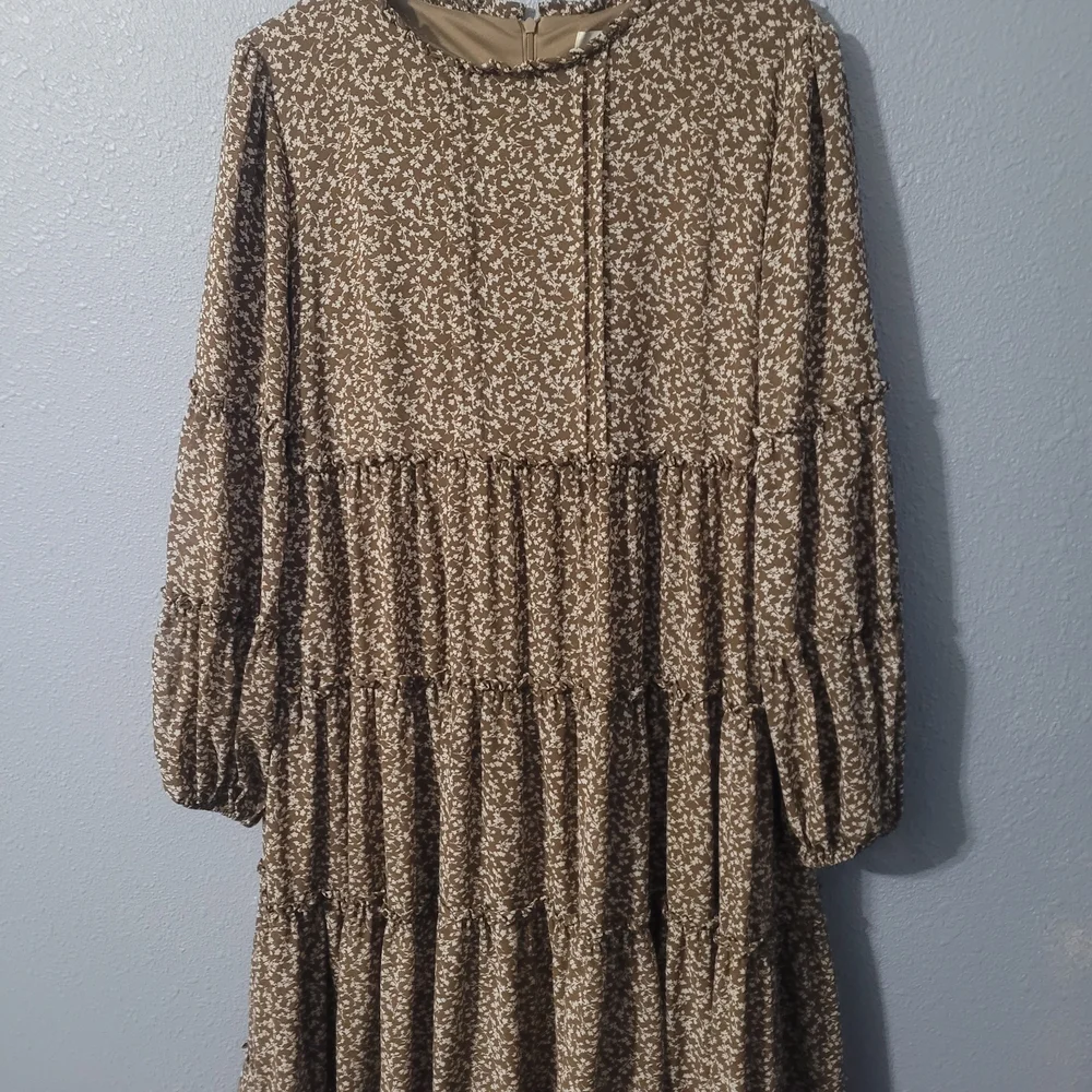 Dainty Jewells Brown Patterned Long Sleeve Dress - Picture 2 of 3